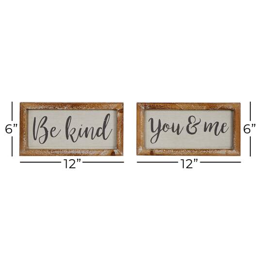 Set of 2 Brown Metal Farmhouse Sign Wall Decor, 12" x 6"